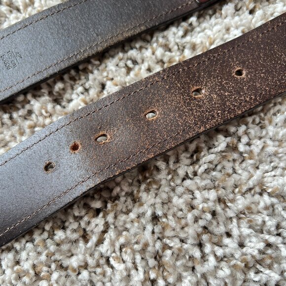 Vintage Coach Distressed Brown Leather Contrast Stitching Mens Belt 42" - Picture 7 of 15